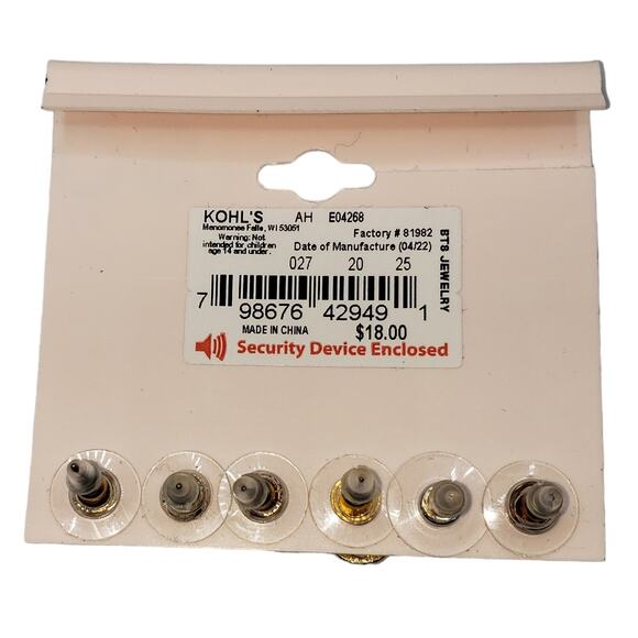 5/10 NWT 3 pairs of SO gold and rainbow tone earrings - Picture 2 of 2